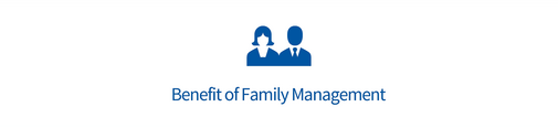 Zwei Personen mit dem Text Text „benefit of family management“